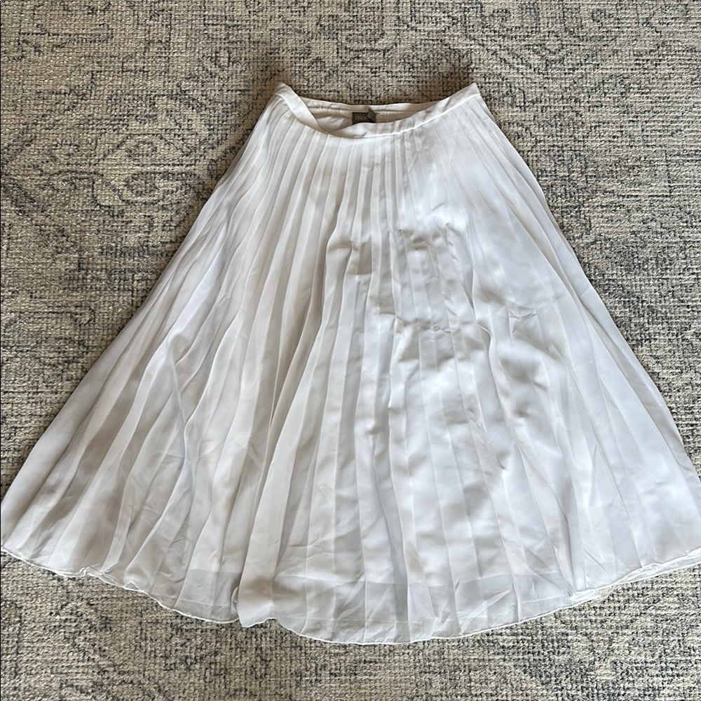 ASOS White Midi A-Line Skirt with Pleats